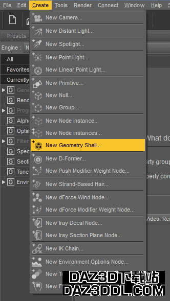 daz3d create geometry shell