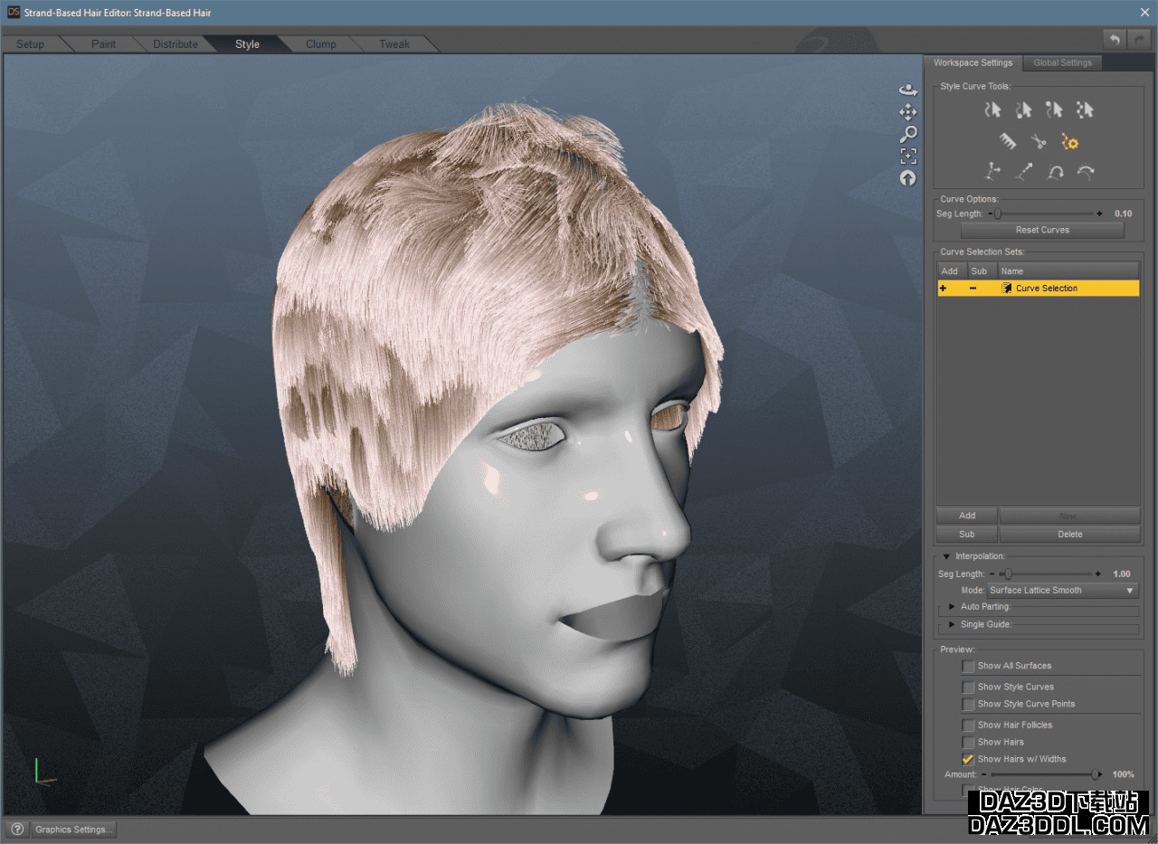 daz3d strand based hair segment length