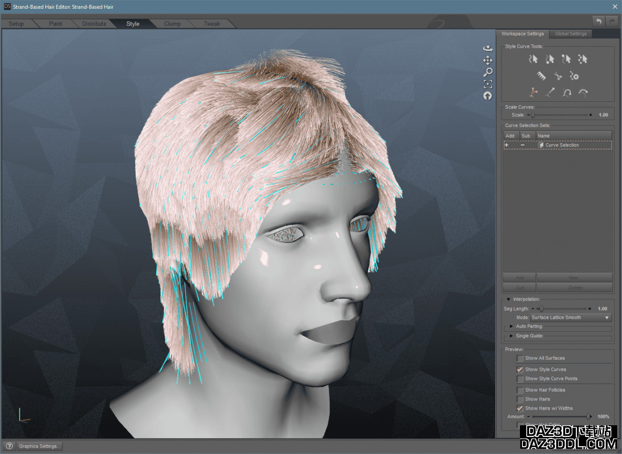 daz studio strand based hair scale