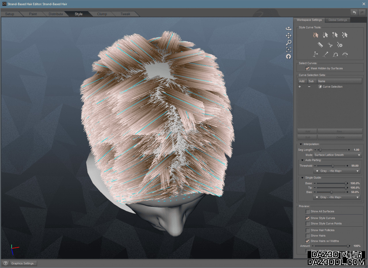 daz studio strand based hair single guide