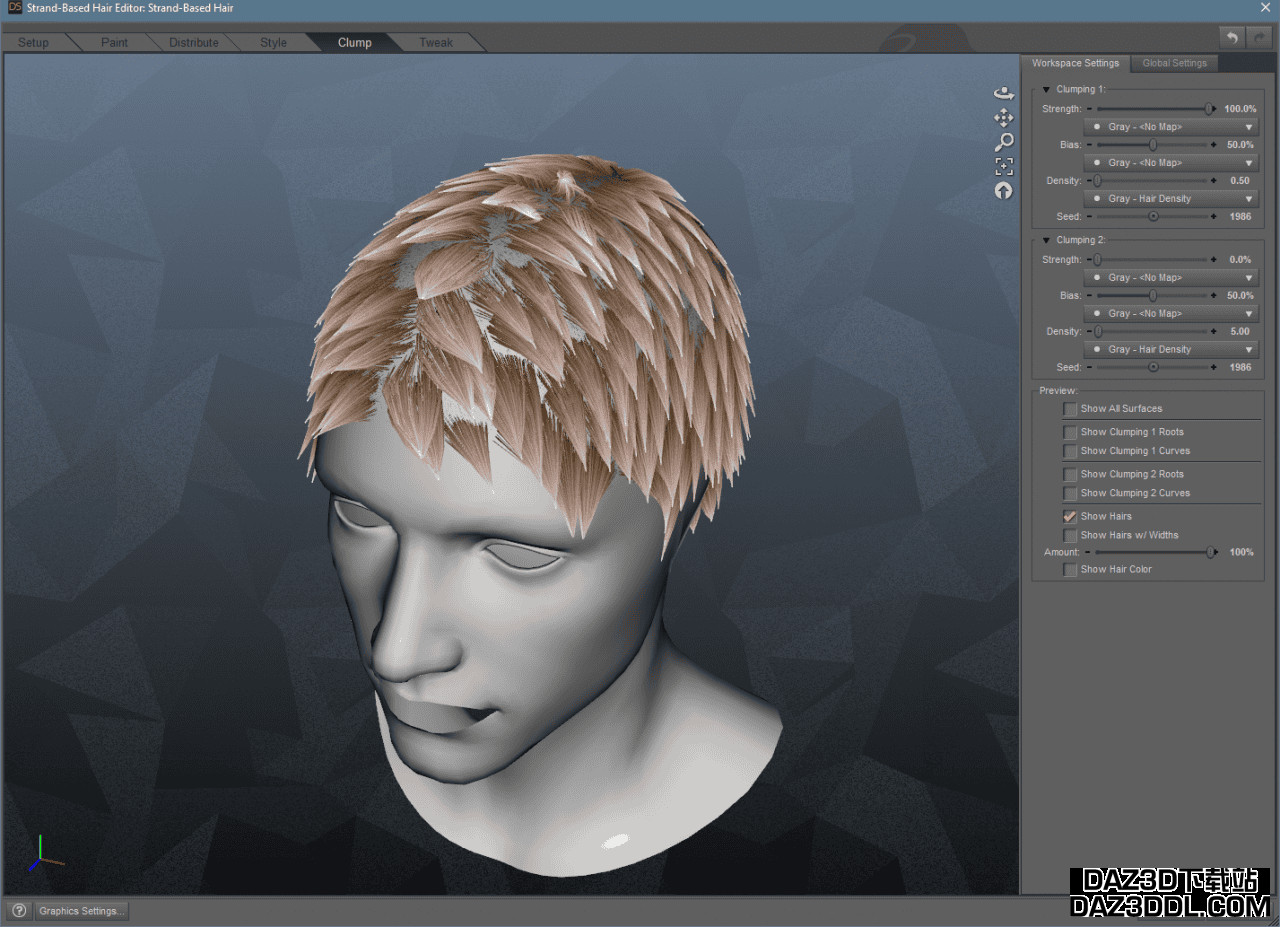 daz strand based hair clump