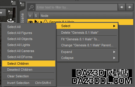 daz3d 选择子项
