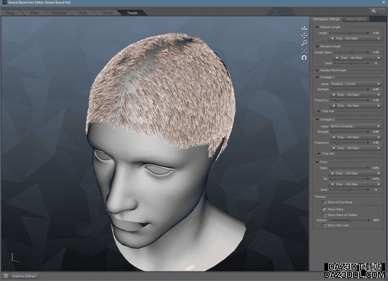 daz studio strand based hair clump