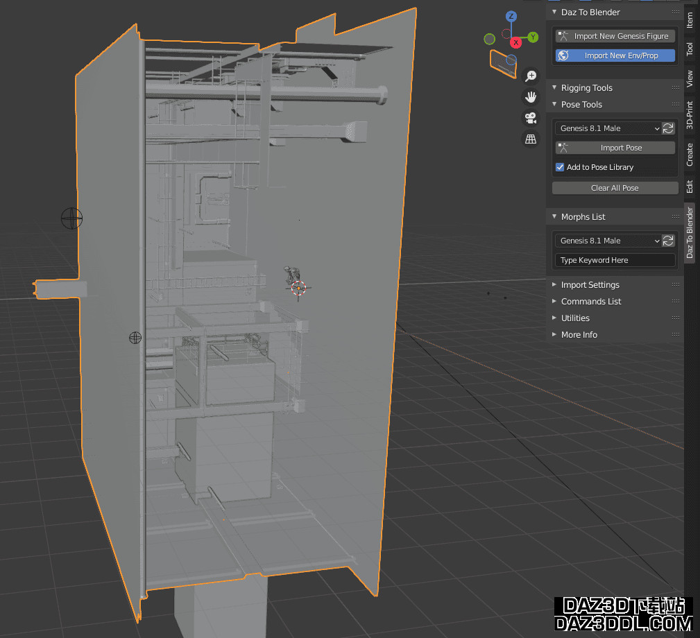 daz to blender transfer environment