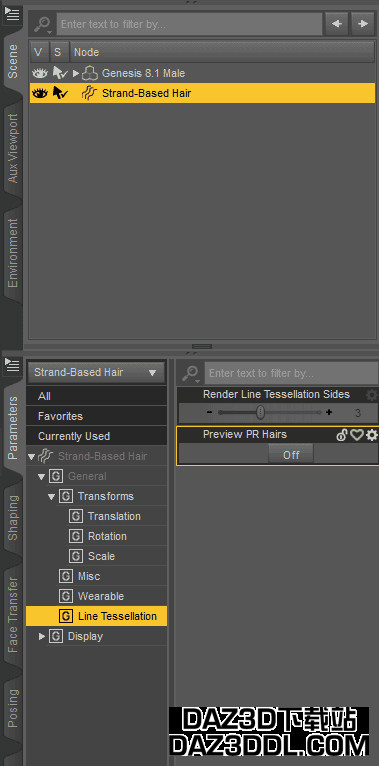 daz 基于发丝的头发可见