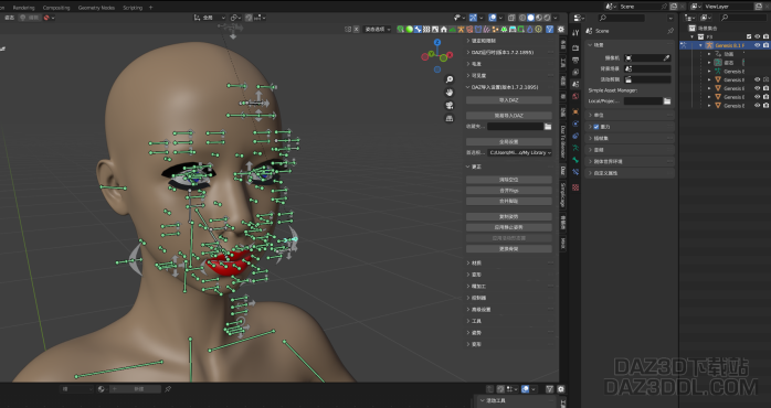 【求助】G8.1模型带表情控制导入Blender之后不生效_DAZ3D下载站