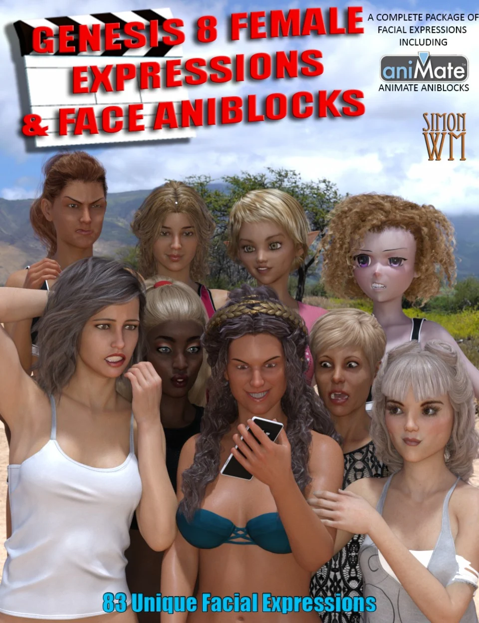 Genesis 8 Female(s) Expressions & Face aniBlocks_DAZ3D下载站