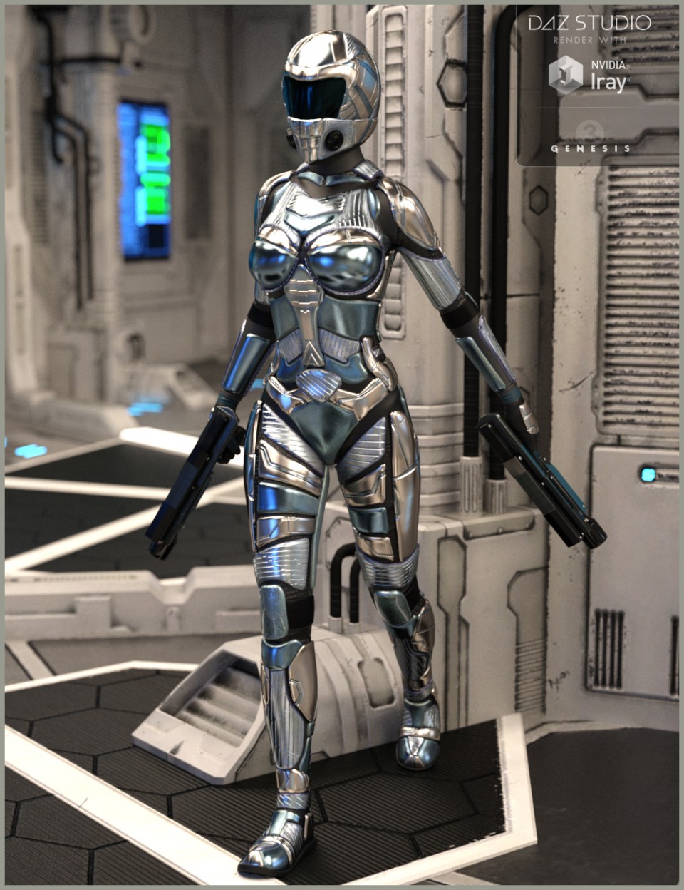 Lunar Guard Outfit for Genesis 3 Female(s)_DAZ3D下载站