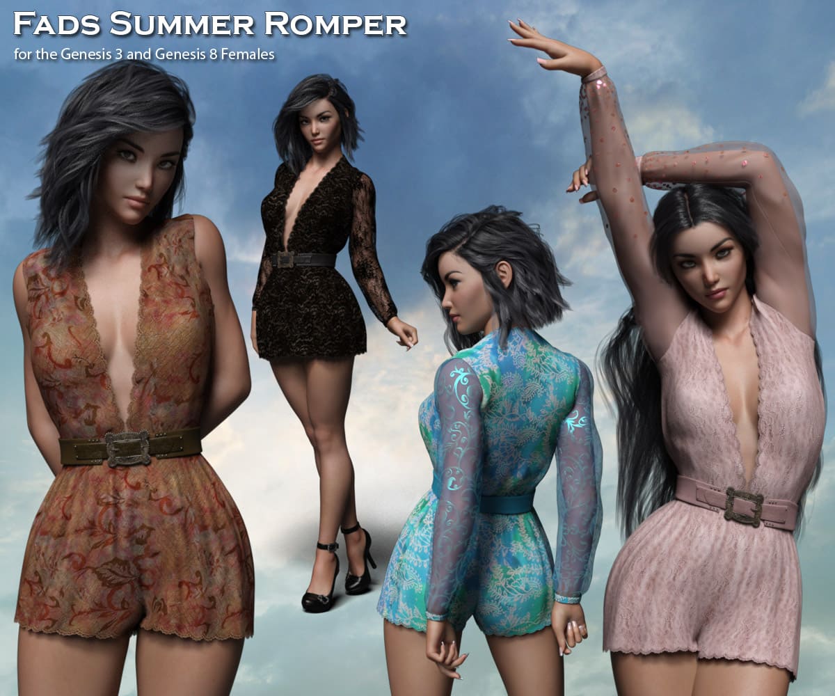 Fads Summer Romper for the G3 and G8 Females_DAZ3DDL