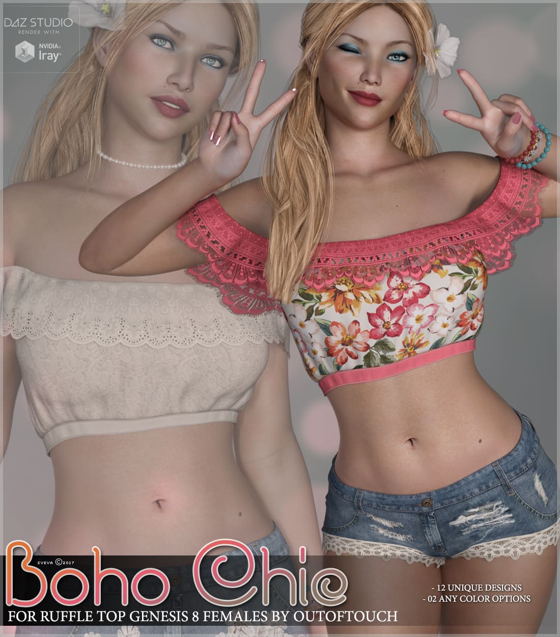 Boho Chic for Ruffle Top Genesis 8 Females_DAZ3D下载站