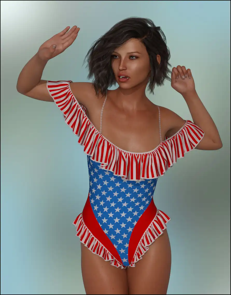 dForce - Frilly Swimsuit for G8F_DAZ3DDL