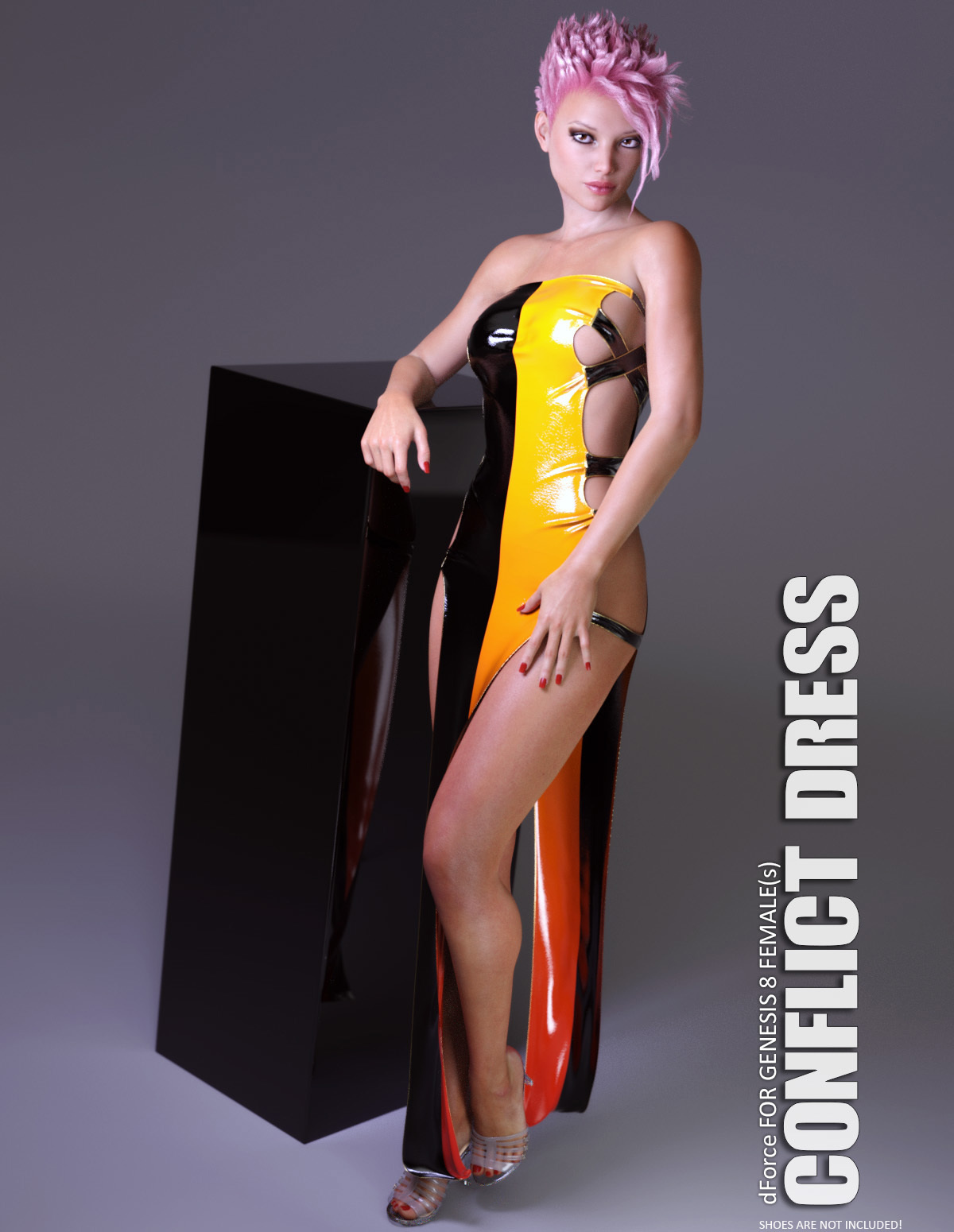dForce Conflict Dress for Genesis 8 Females_DAZ3D下载站