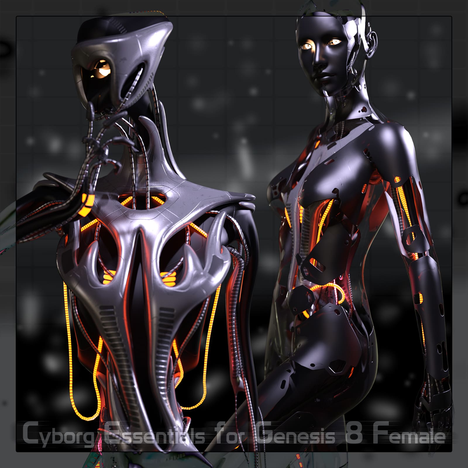 CyBody - Cyborg Internal Structure and Materials for Genesis 8 Female_DAZ3D下载站