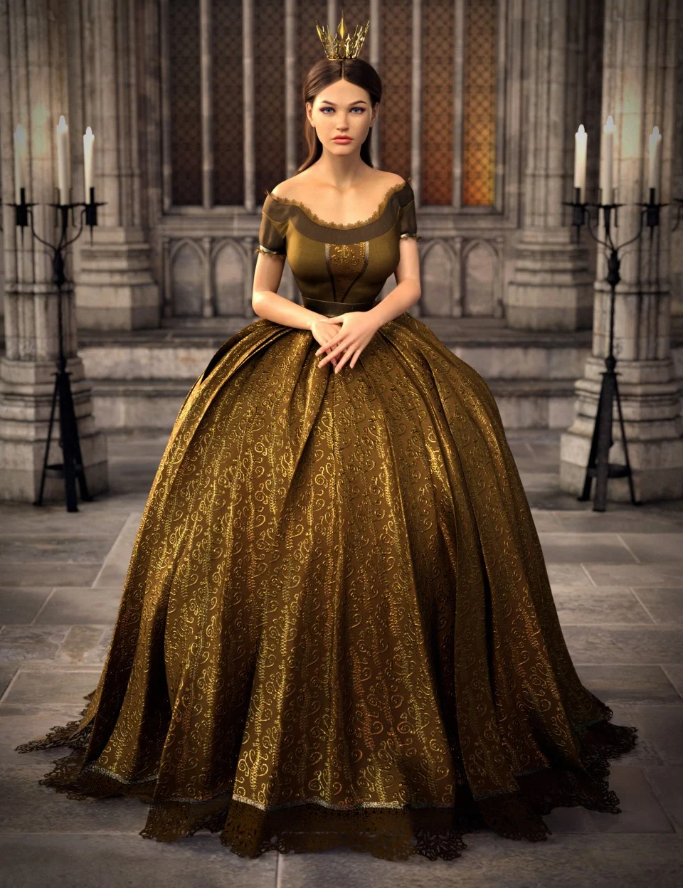 dForce Gown of Fantasy 2 for Genesis 8 Female(s)_DAZ3D下载站