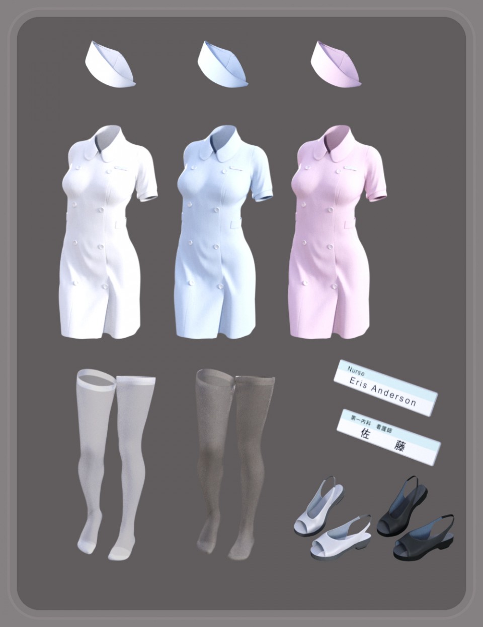 dForce Nurse Uniform for Genesis 8 Female(s)_DAZ3D下载站