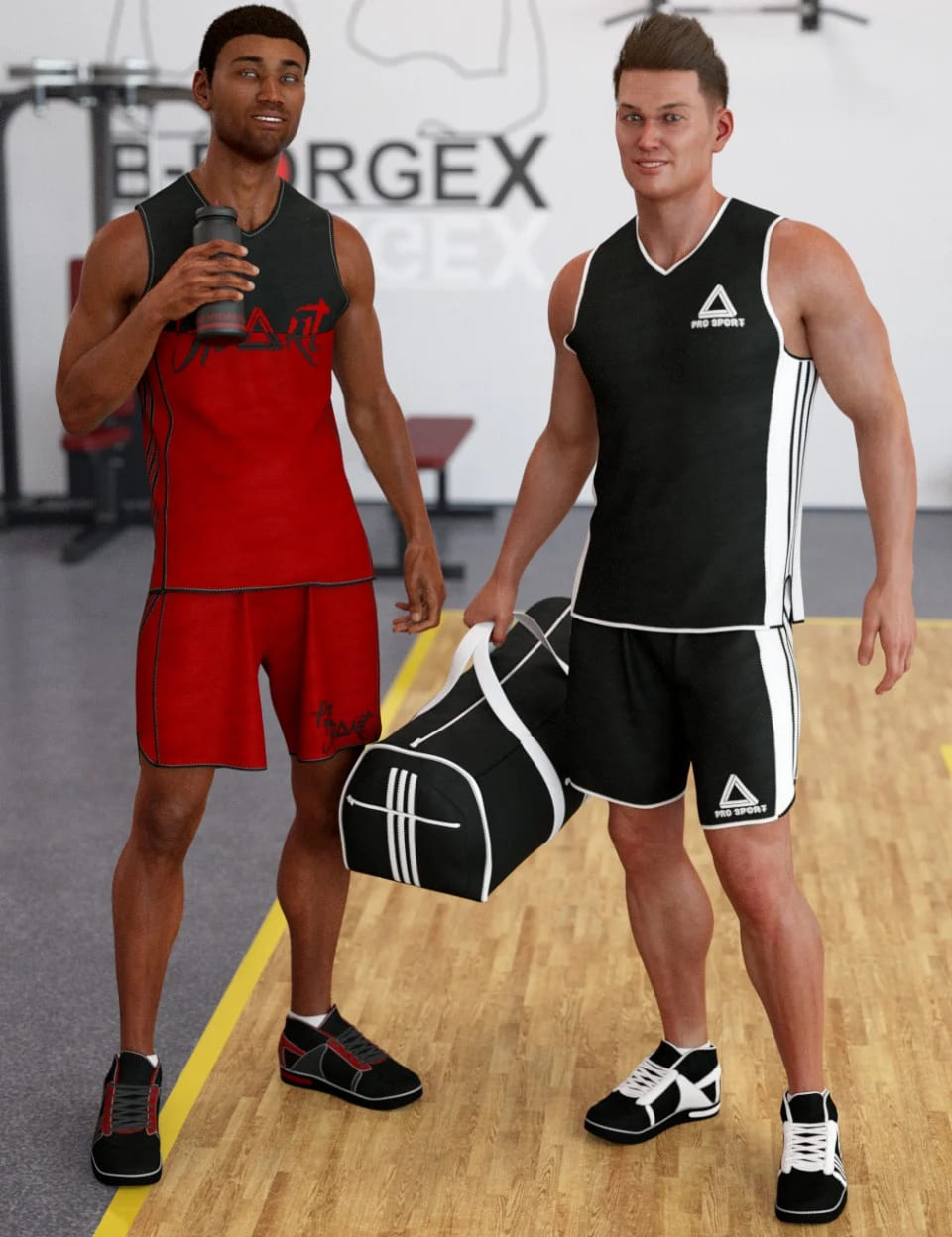 dForce Workout Outfit Textures for Genesis 8 Male(s)_DAZ3D下载站