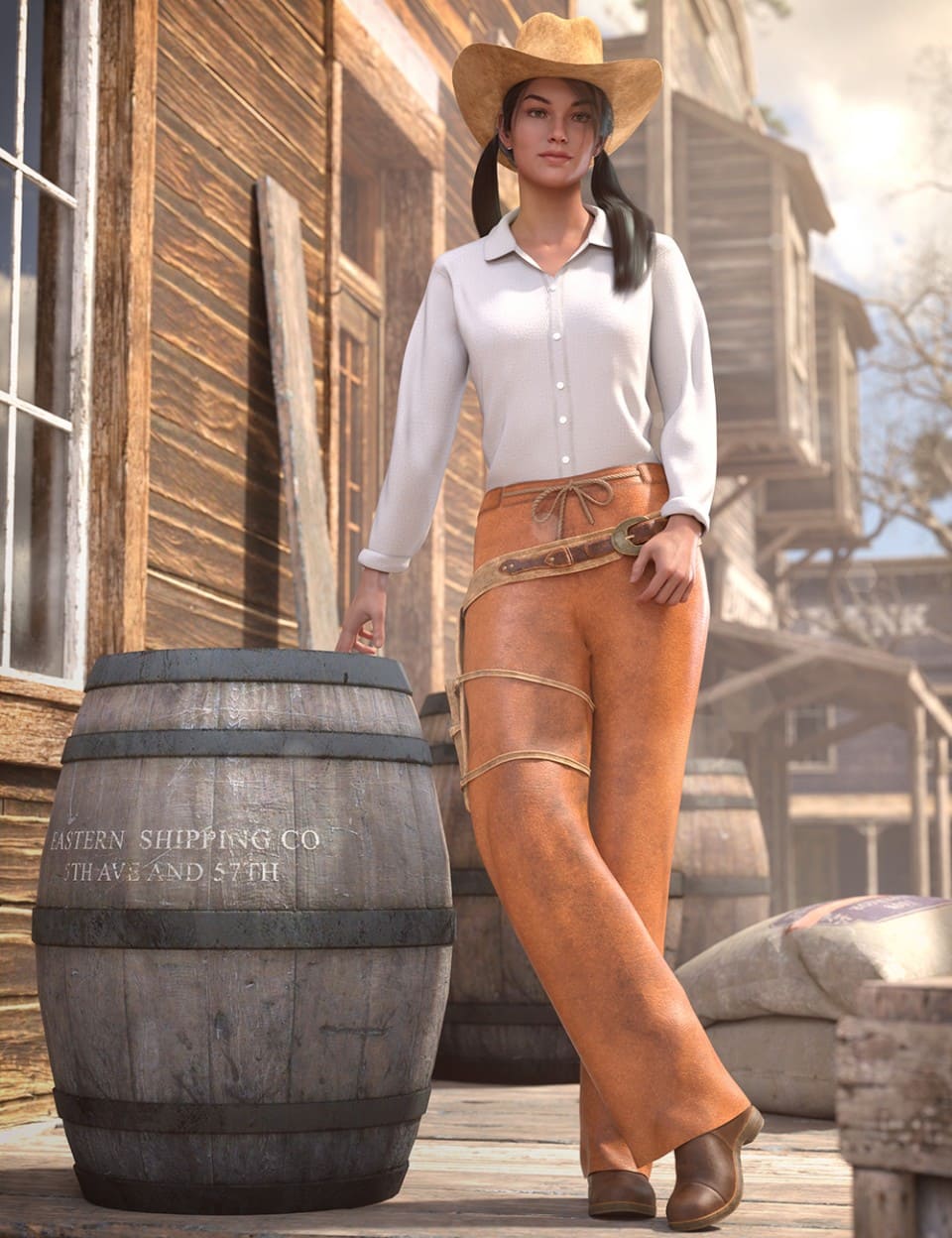 dForce Everyday Cowgirl Outfit for Genesis 8 Female(s)_DAZ3D下载站