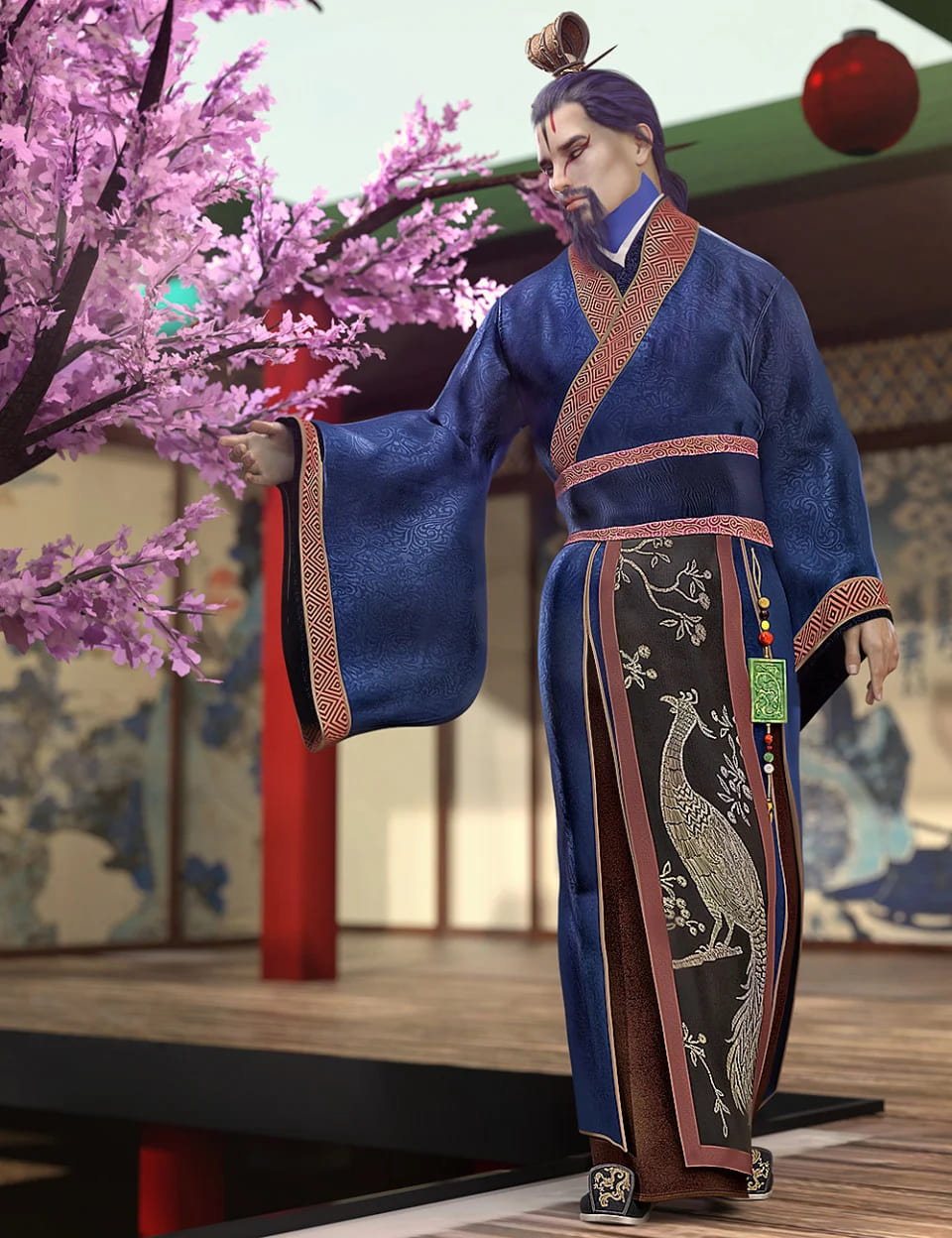 Peacock Hanfu Outfit for Genesis 8 Male(s)_DAZ3D下载站