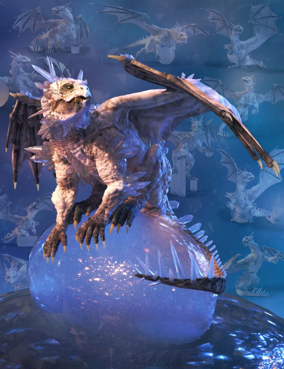 Quixotry's Crystal Dragon Poses_DAZ3D下载站