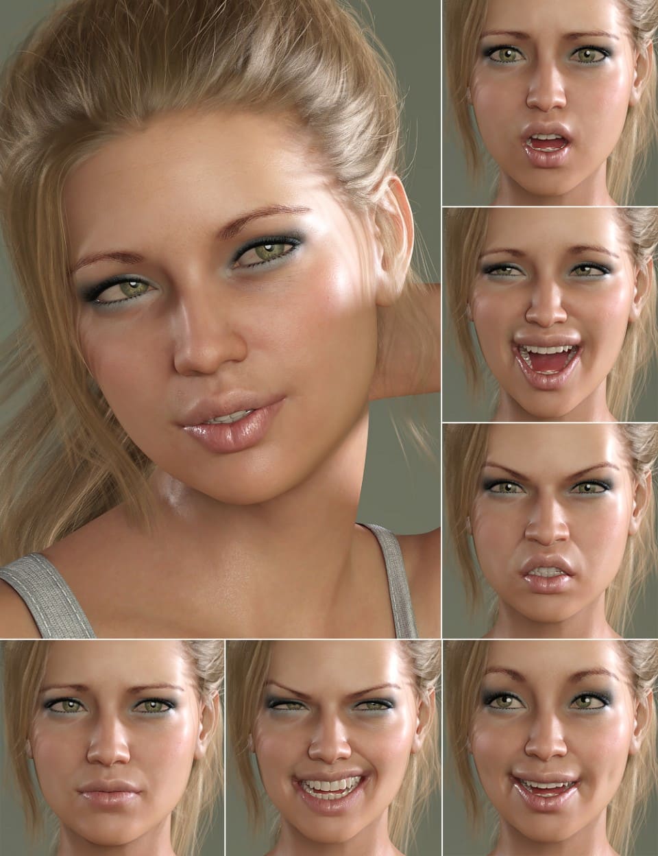 V 100 Expressions The Gold Collection for Genesis 8 Female_DAZ3D下载站
