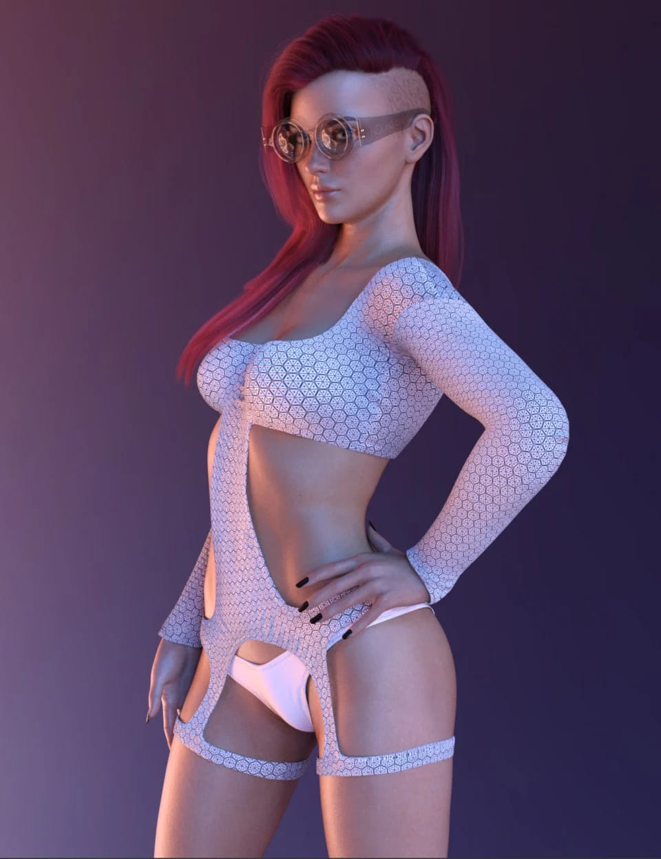 X-Fashion Hexagon Skin Bodysuit for Genesis 8 Female(s)_DAZ3D下载站