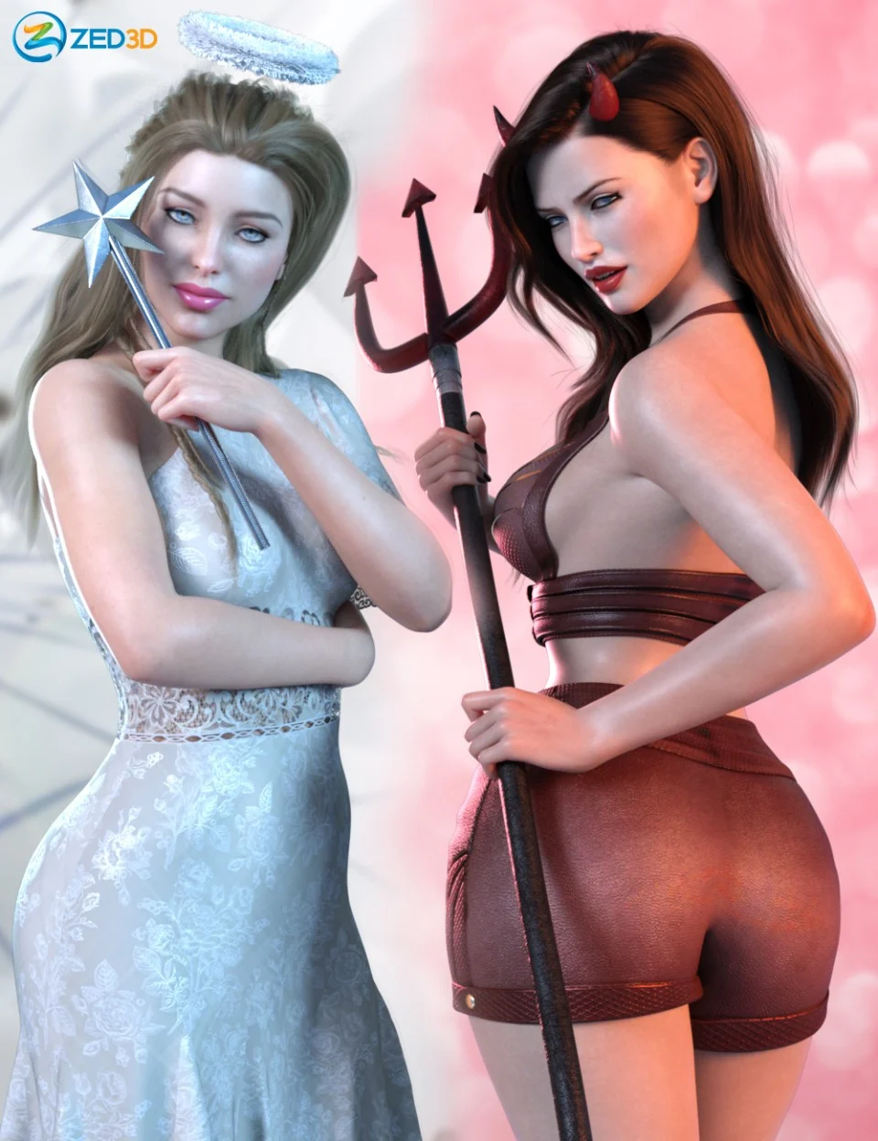 Z Angel and Devil Cosplay Props and Poses_DAZ3D下载站