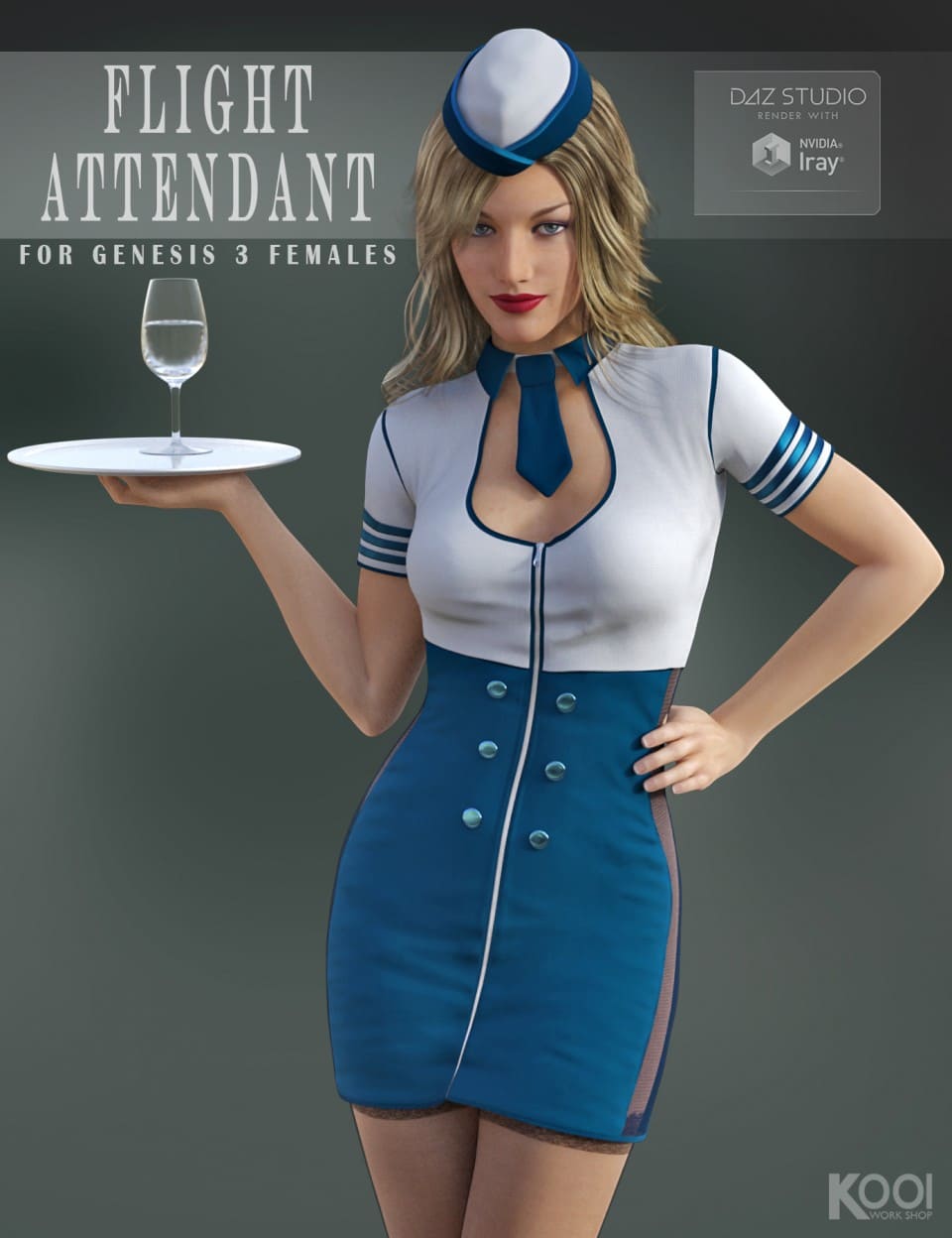 Flight Attendant for Genesis 3 Female(s)_DAZ3D下载站