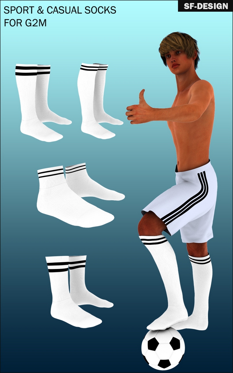 Sport and Casual Socks Pack for Genesis 2 Male_DAZ3D下载站