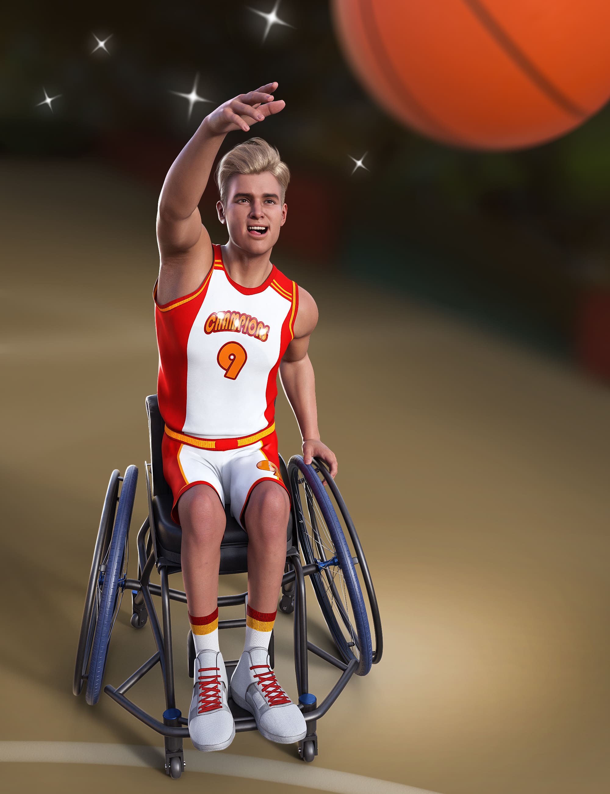 Basketball Wheelchair Animations for Genesis 8.1 Male and Michael 8.1_DAZ3D下载站