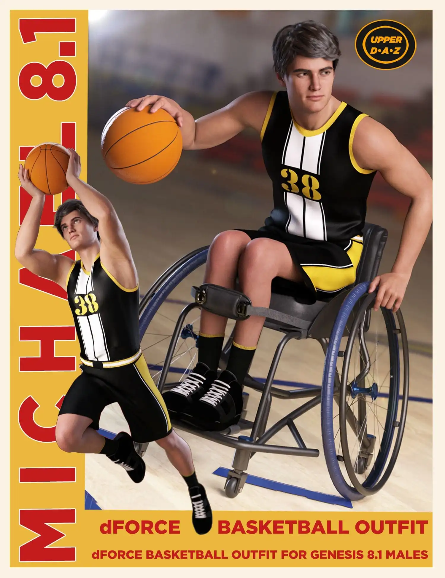 dForce Basketball Uniform Outfit for Genesis 8.1 Males_DAZ3DDL