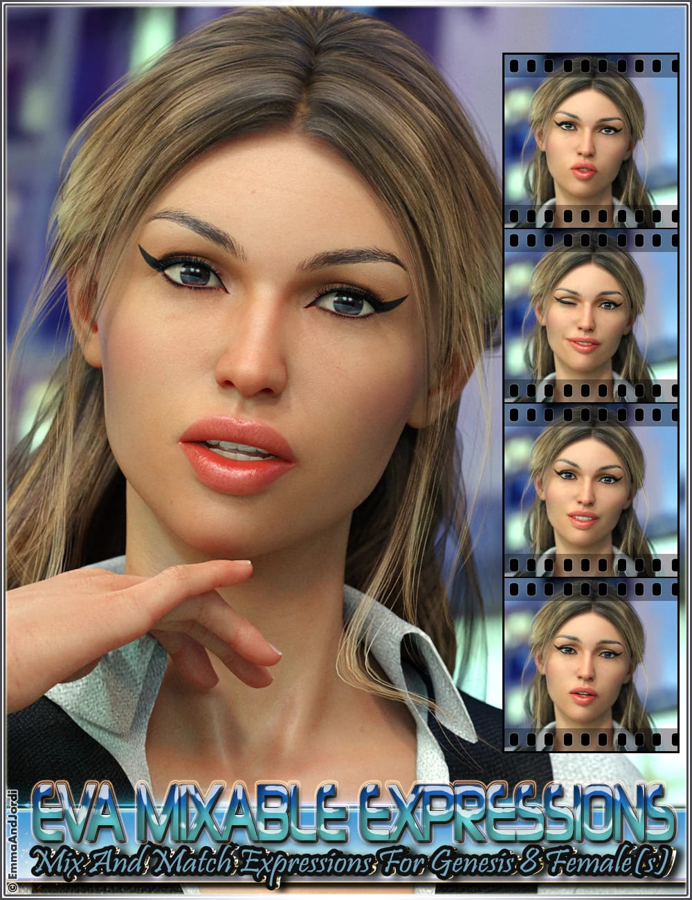 Eva Mixable Expressions for Genesis 8 Female(s)_DAZ3D下载站