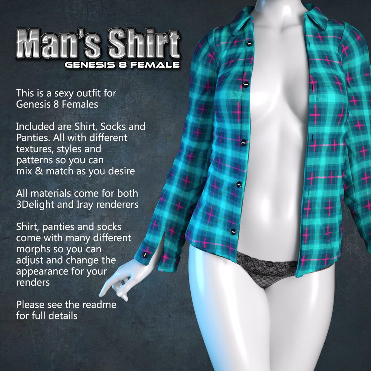 Exnem Man Shirt for G8 Female_DAZ3D下载站