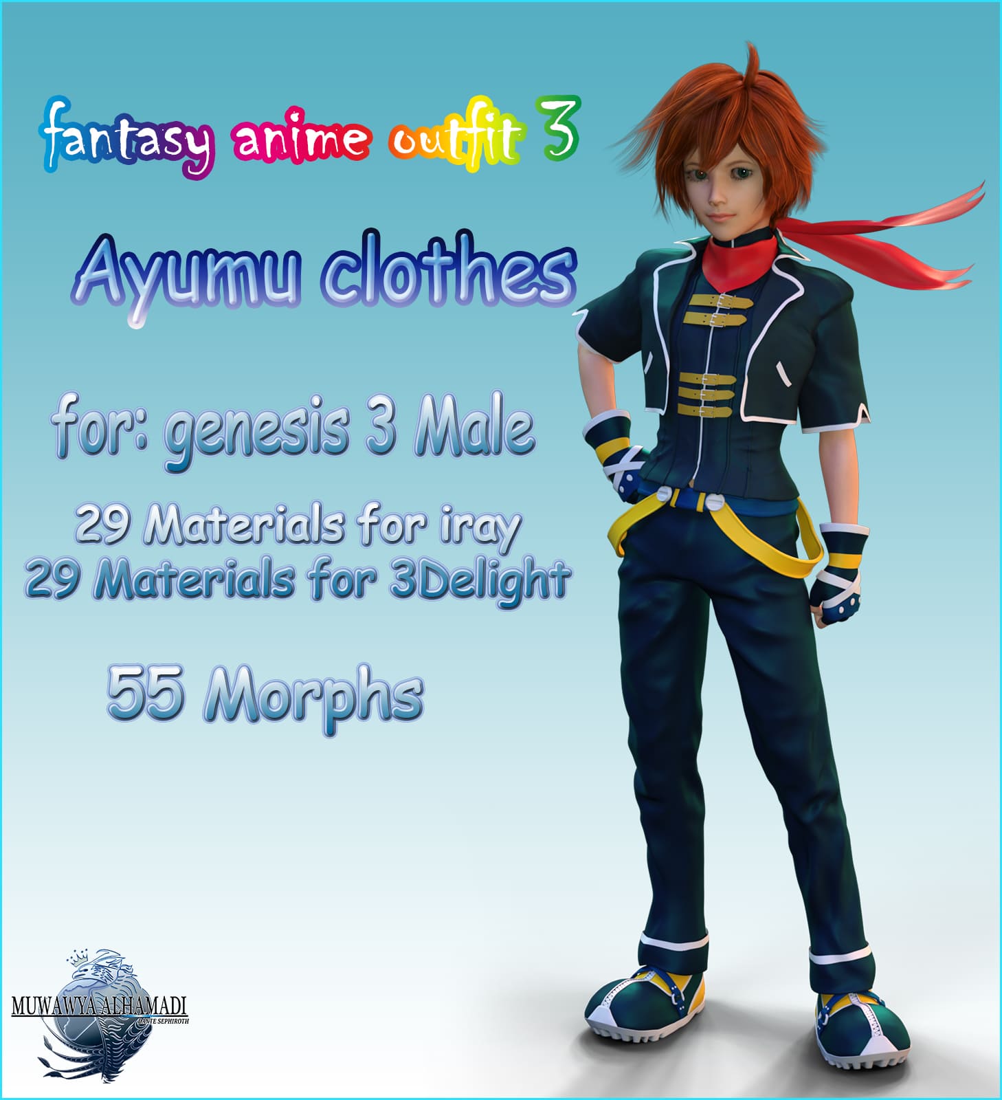 Fantasy-Anime-Outfit 3 _ Ayumu clothes_ for G3_DAZ3D下载站