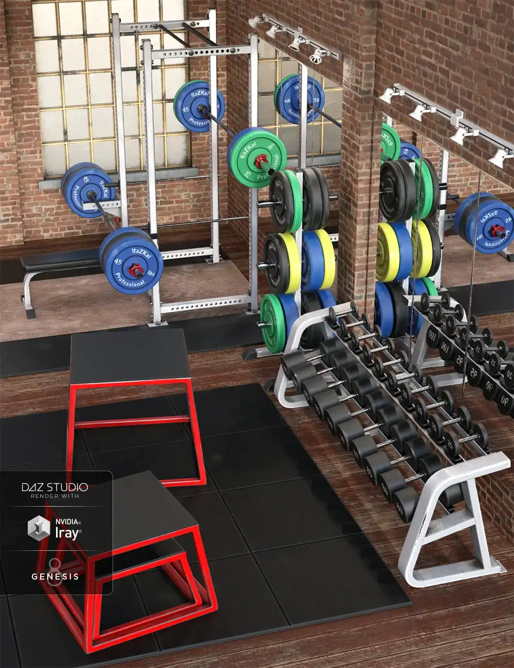Grunge Gym Props_DAZ3D下载站