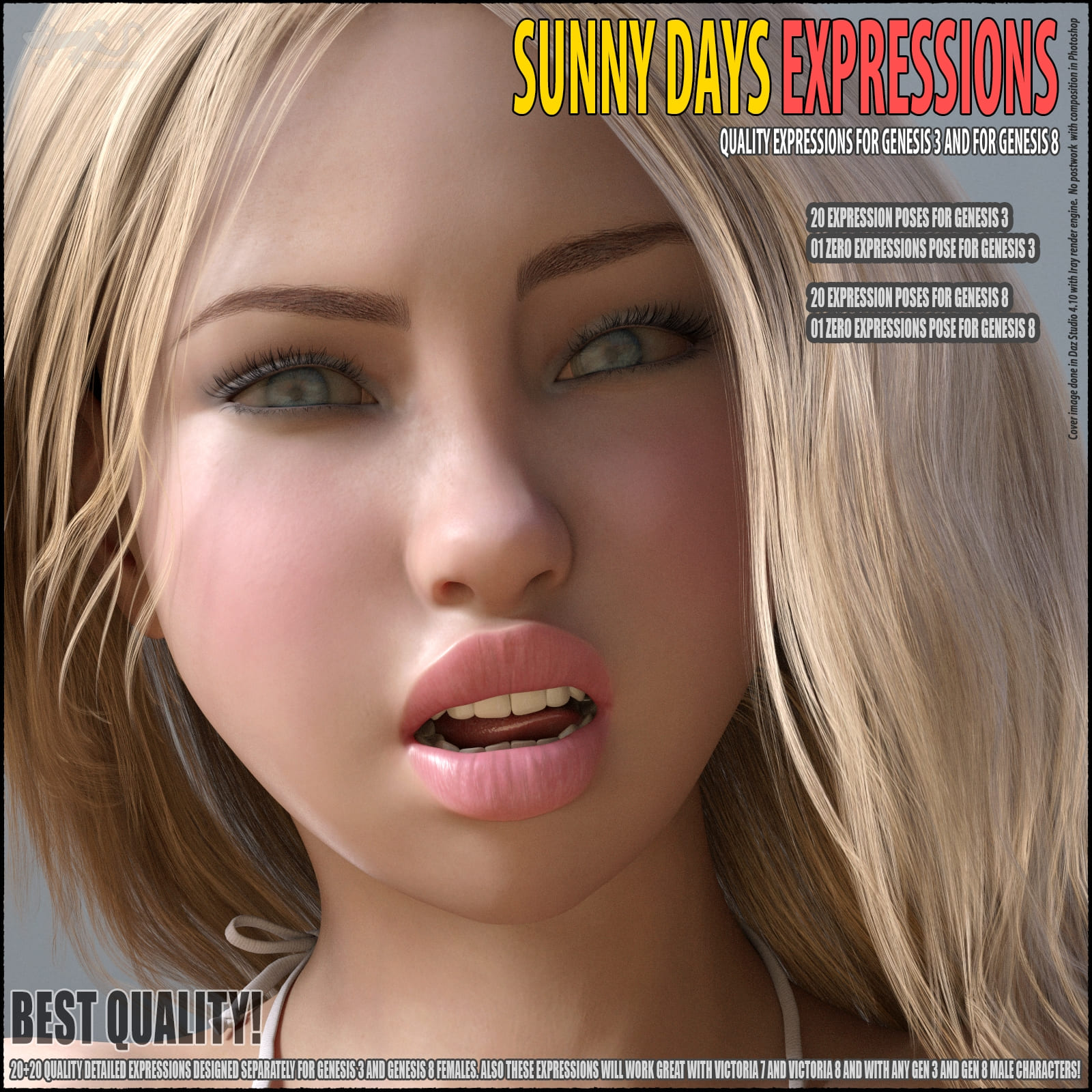 Sunny Days – Expressions for G8, V8, G3 and V7_DAZ3D下载站