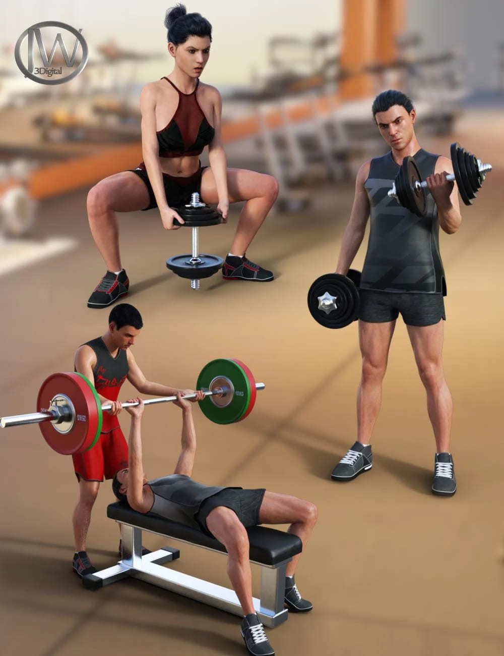 Weight Workout Props and Poses for Genesis 8_DAZ3D下载站
