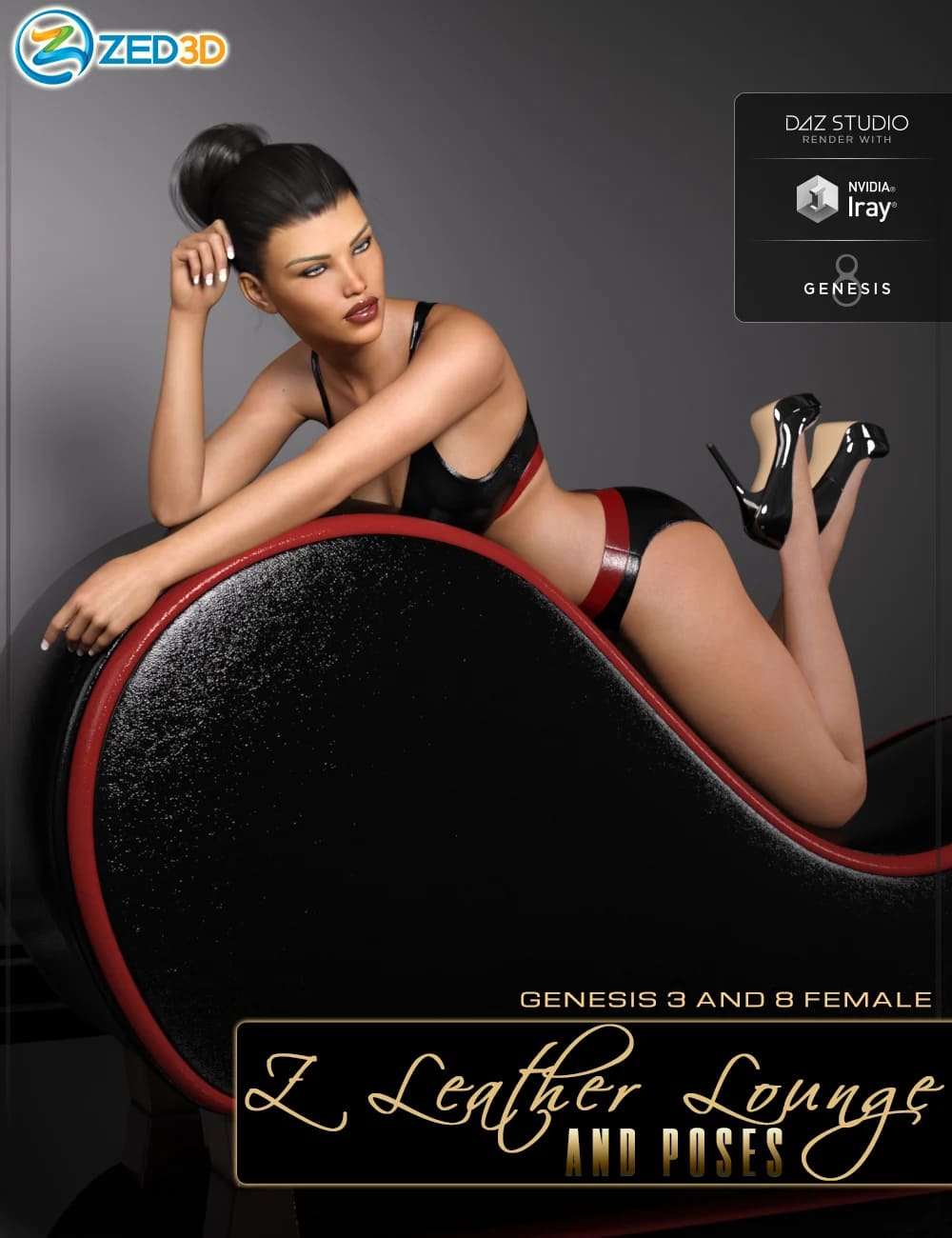 Z Leather Lounge – Prop and Poses for Genesis 3 and 8 Female_DAZ3D下载站