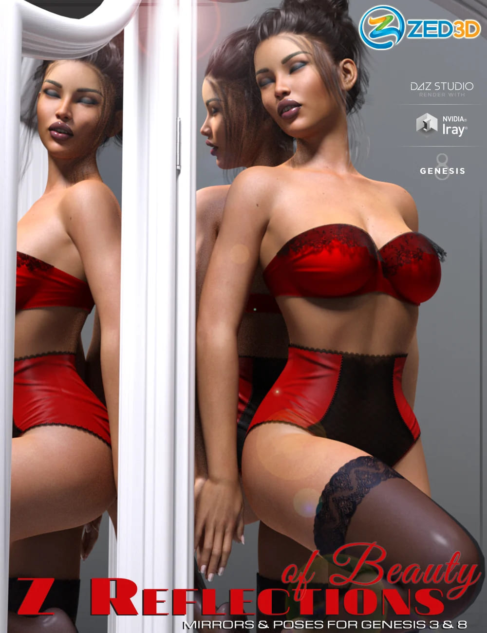 Z Reflections of Beauty Mirrors and Poses for Genesis 3 and 8_DAZ3D下载站