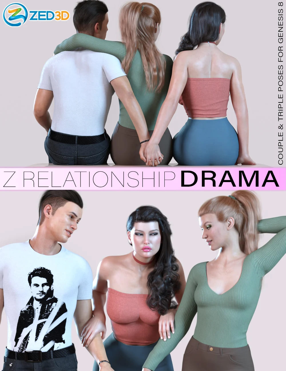 Z Relationship Drama Poses for Genesis 8_DAZ3DDL