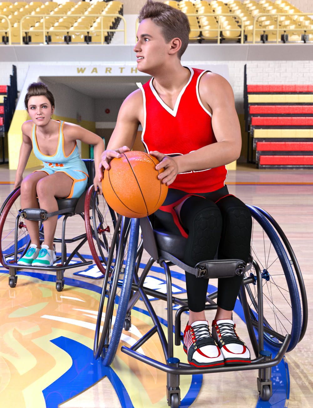 Z Sport Wheelchair and Poses for Genesis 8.1_DAZ3D下载站