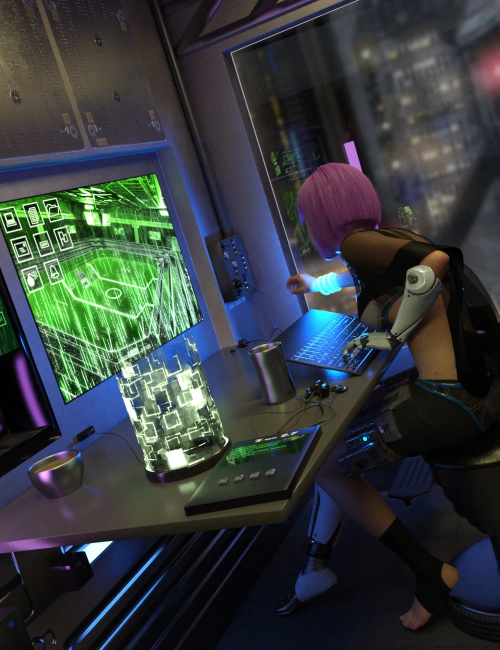Compact Cyberpunk Apartment_DAZ3D下载站