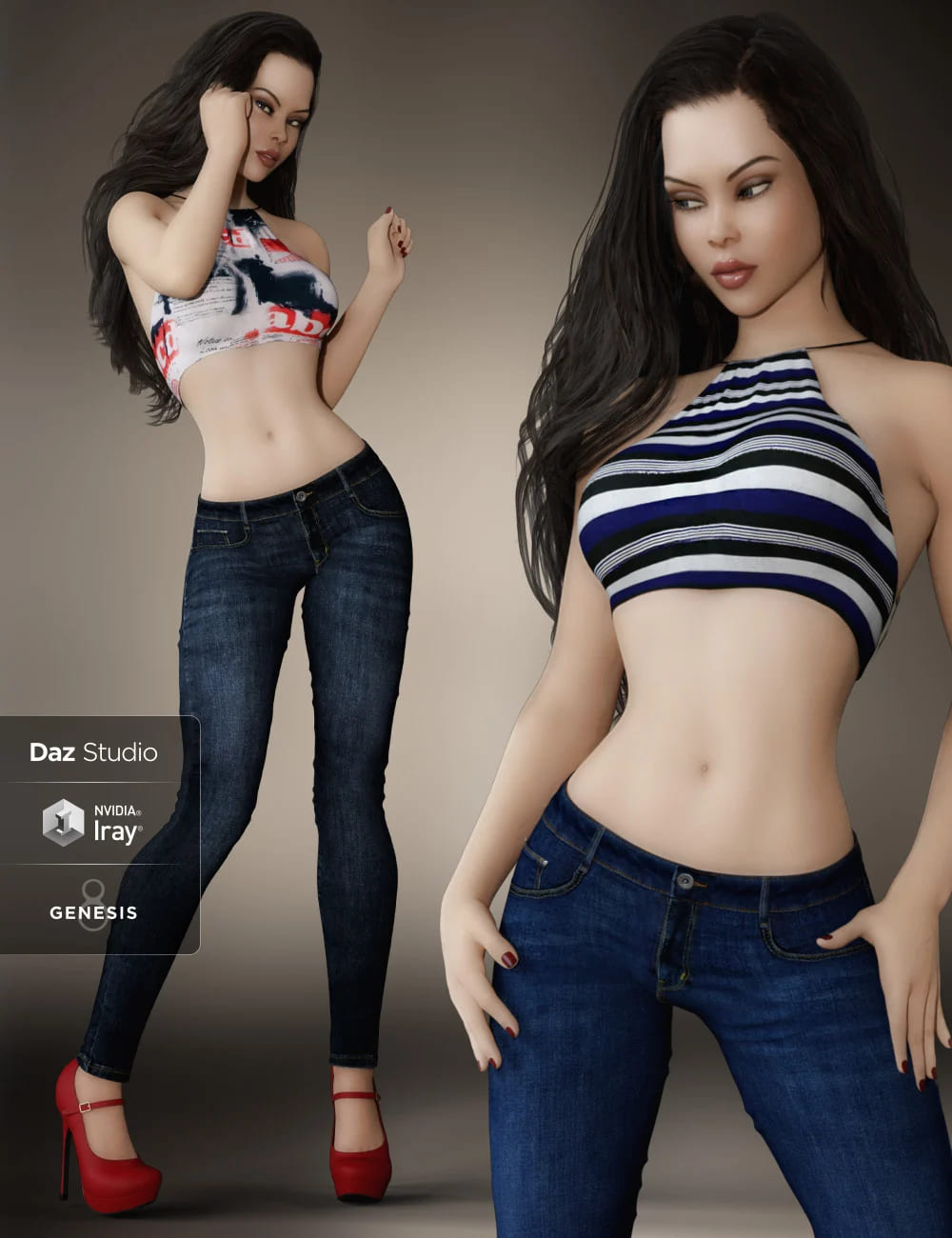 Cute Casual Outfit for Genesis 8 Females_DAZ3D下载站