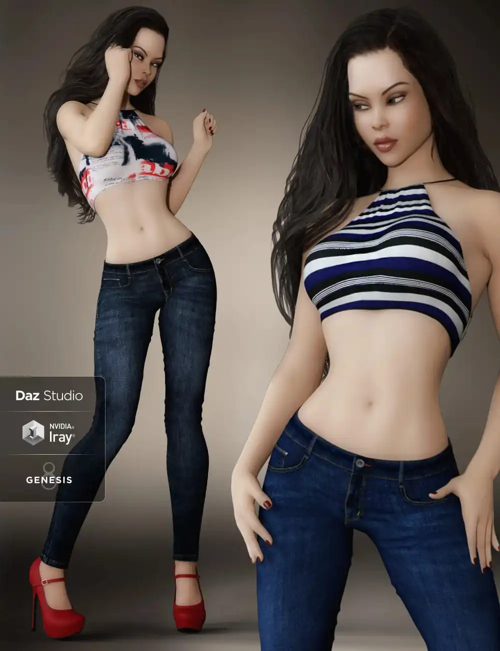 Cute Casual Outfit for Genesis 8 Females_DAZ3DDL