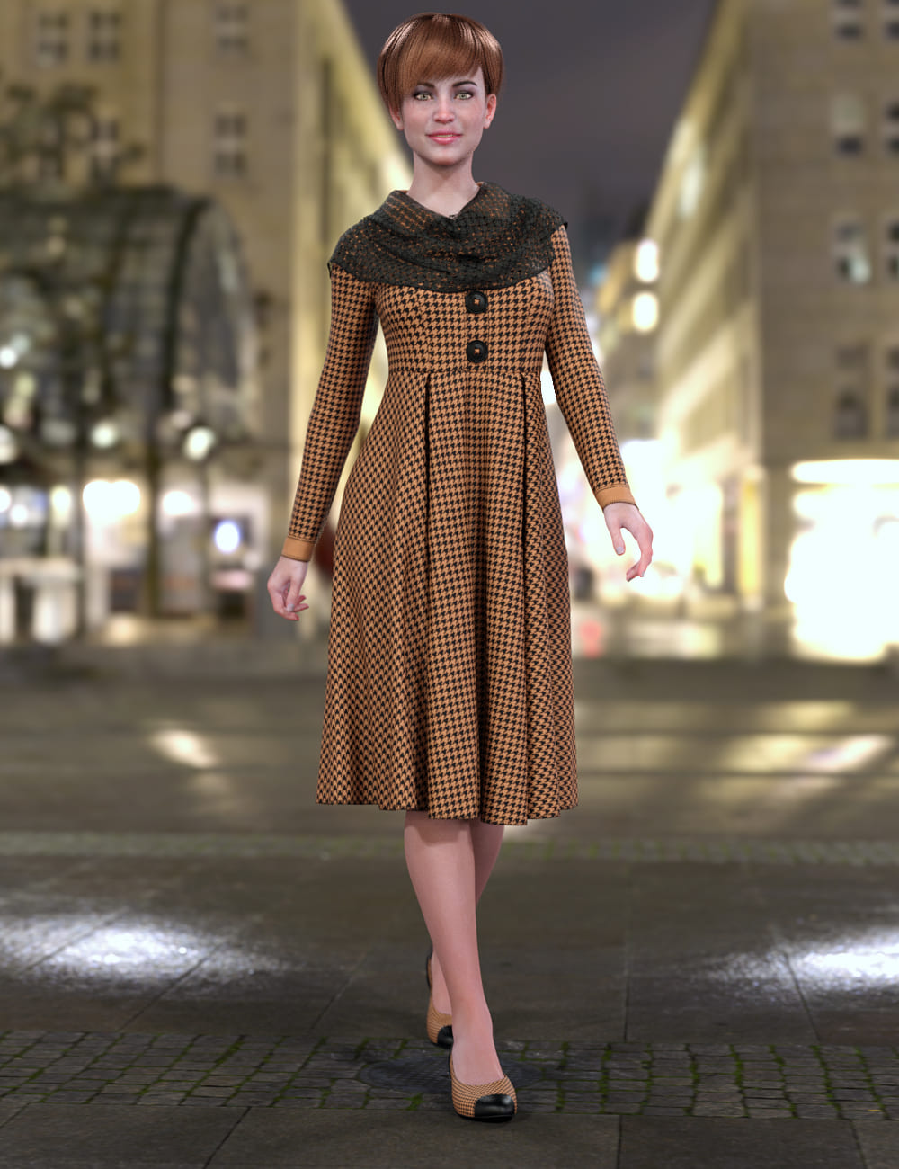 dForce Chilly Day Coat-Dress Outfit for Genesis 8 Female(s)_DAZ3D下载站