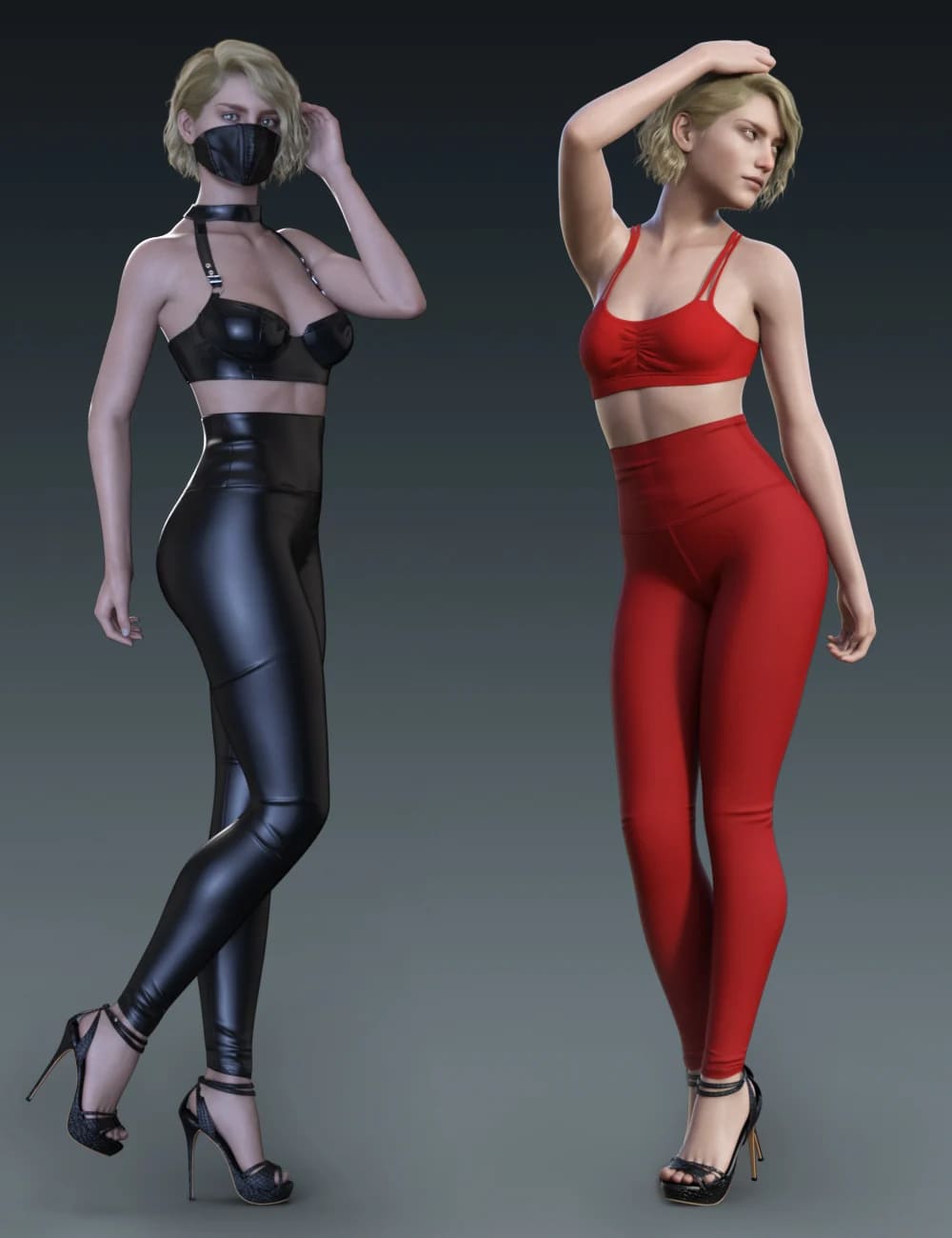 High Waisted Leggings Outfit for Genesis 8 and 8.1 Females_DAZ3D下载站
