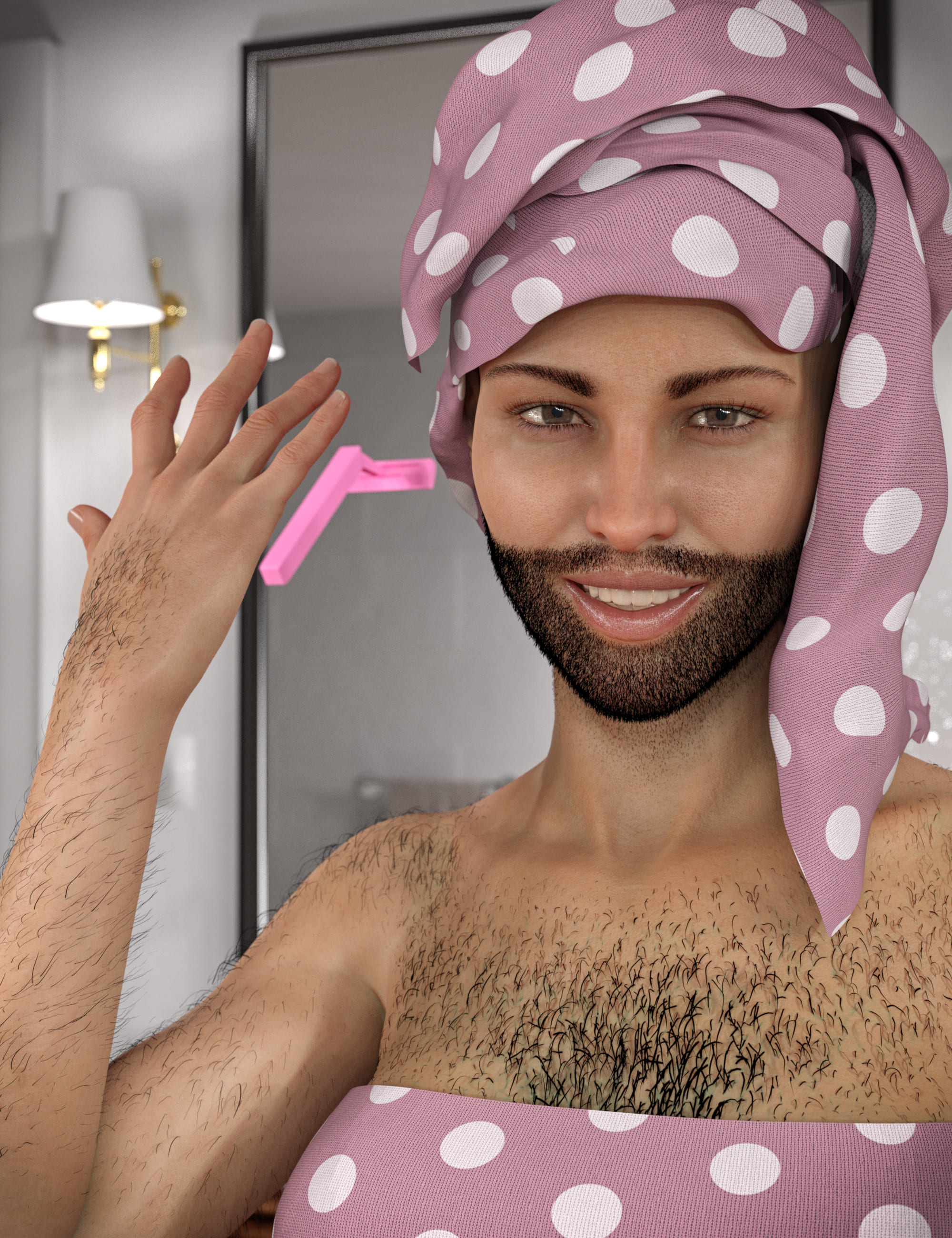 Lush Beard and Body Hair for Genesis 8 Female_DAZ3D下载站