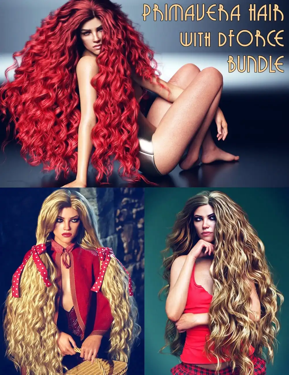 Primavera Hair with dForce Bundle_DAZ3D下载站