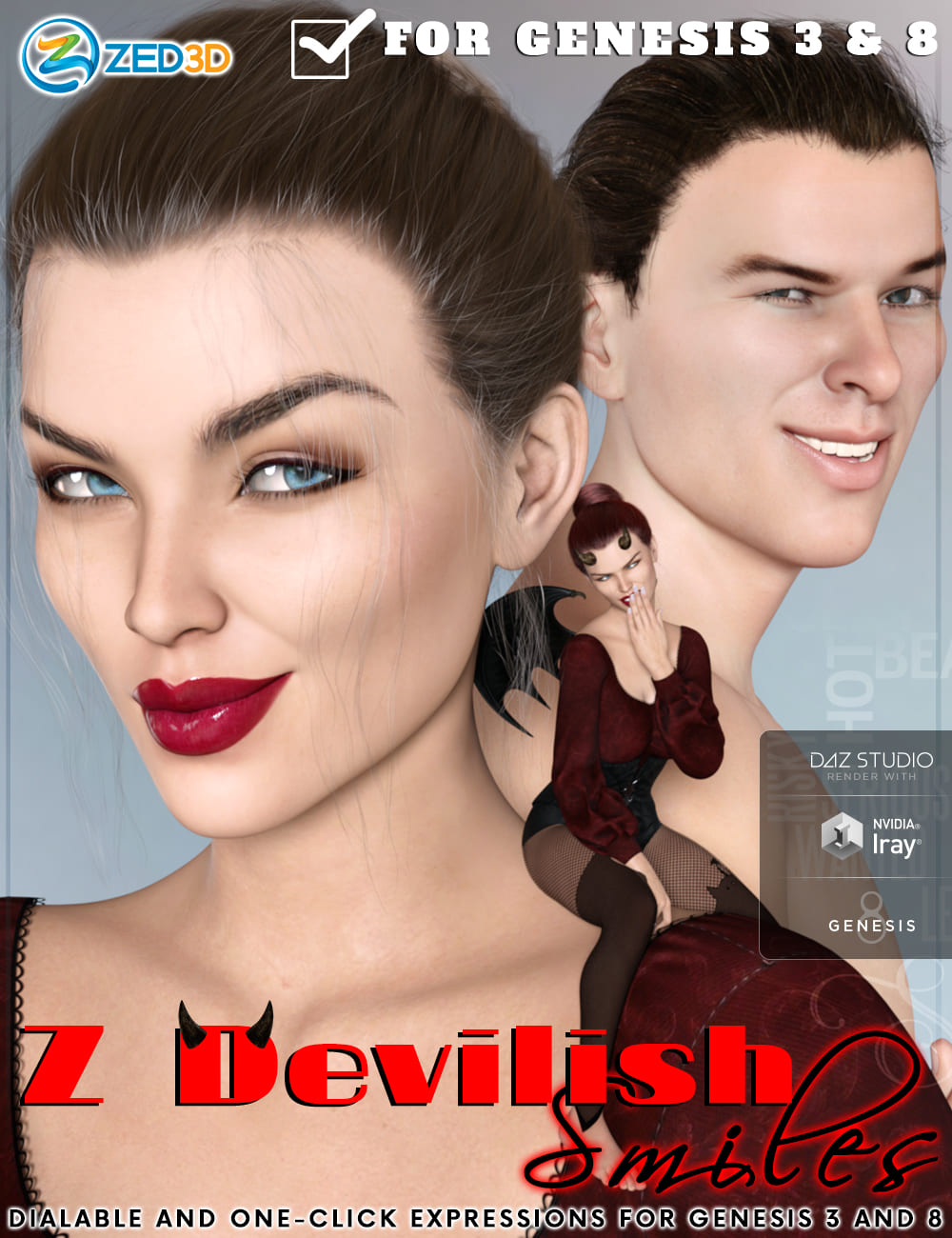 Z Devilish Smiles and Expressions for Genesis 3 and 8_DAZ3D下载站