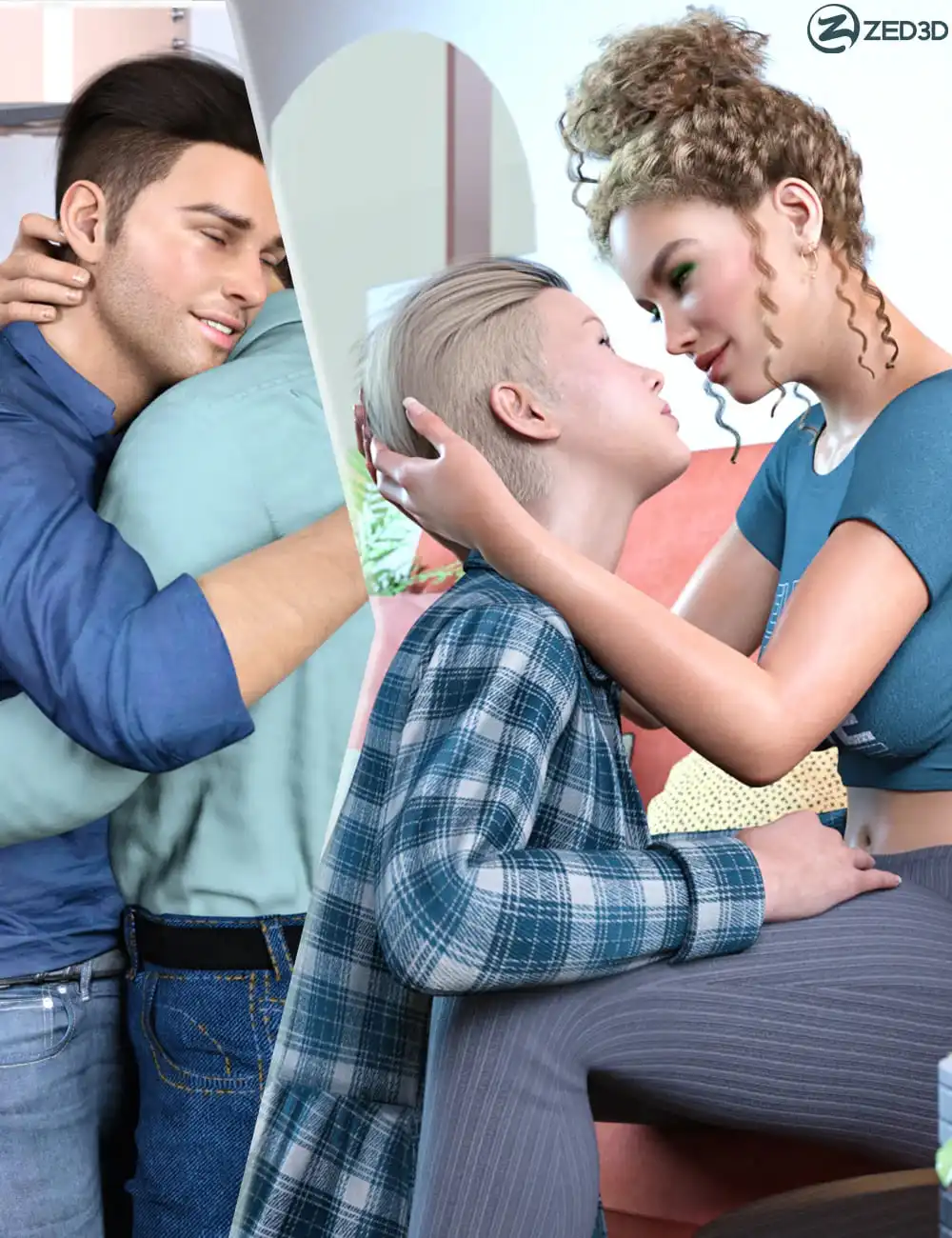 Z Love and Intimacy Couple Poses for Genesis 8 and 8.1_DAZ3DDL