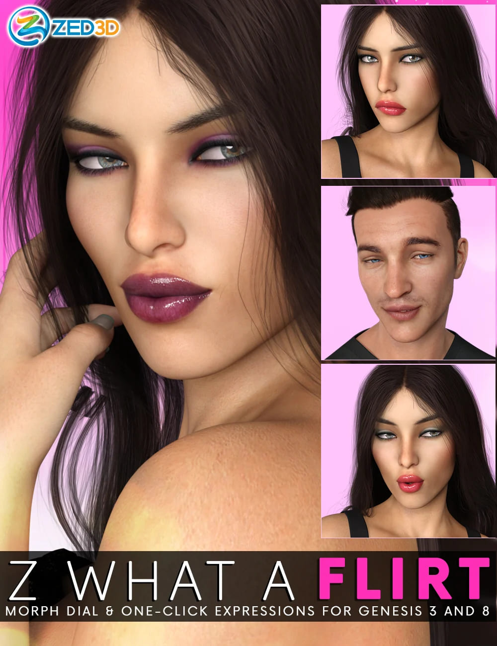 Z What A Flirt – Dialable and One-Click Expressions for Genesis 3 and 8_DAZ3D下载站